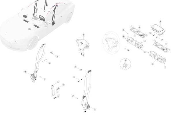 Cinturones de seguridad de Tesla Model S & Sistema de seguridad de bolsas de aire