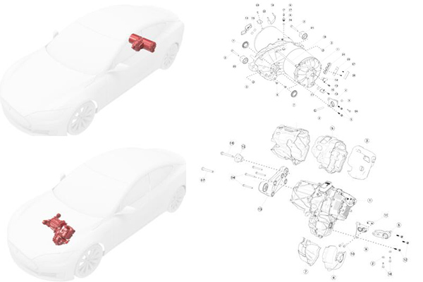 Tesla Model S Montaje de unidad de accionamiento & caja de cambios y Hamalshafts 