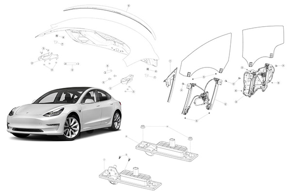 Tesla Modelo 3 Aftermarket Componentes de cierre de piezas